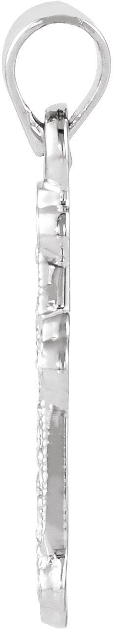14K Gold Cross Pendant – 16x11.5mm - White Gold - view 2