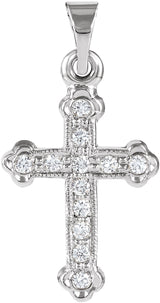 14K Gold Cross Pendant – 16x11.5mm - White Gold