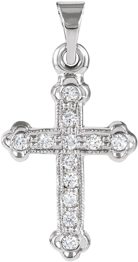 14K Gold Cross Pendant – 16x11.5mm - White Gold
