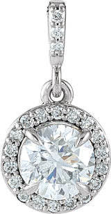 Platinum Round Natural Diamond Halo-Style Pendant – up to 9/10 CTW