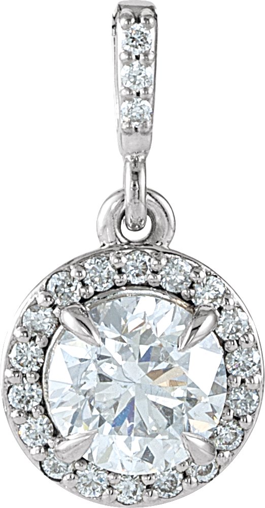 Platinum Round Natural Diamond Halo-Style Pendant – up to 9/10 CTW