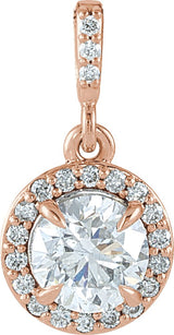 14K Gold Round Natural Diamond Halo-Style Pendant – up to 9/10 CTW - Rose Gold