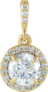 14K Gold Round Natural Diamond Halo-Style Pendant – up to 9/10 CTW - Yellow Gold
