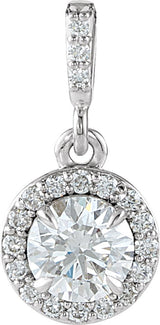 14K Gold Round Natural Diamond Halo-Style Pendant – up to 9/10 CTW - White Gold