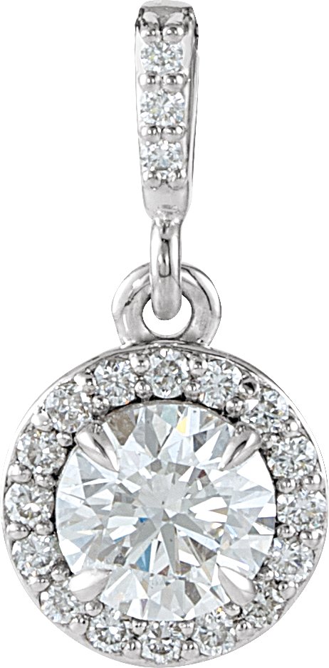 14K Gold Round Natural Diamond Halo-Style Pendant – up to 9/10 CTW - White Gold