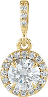 14K Gold Round Natural Diamond Halo-Style Pendant – up to 9/10 CTW - Yellow Gold