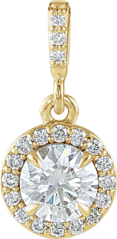 14K Gold Round Natural Diamond Halo-Style Pendant – up to 9/10 CTW - Yellow Gold