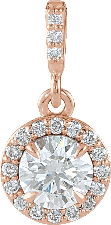 14K Gold Round Natural Diamond Halo-Style Pendant – up to 9/10 CTW - Rose Gold