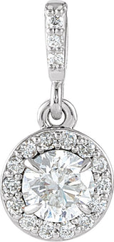 Platinum Round Natural Diamond Halo-Style Pendant – up to 9/10 CTW