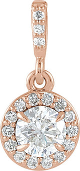 14K Gold Round Natural Diamond Halo-Style Pendant – up to 9/10 CTW - Rose Gold