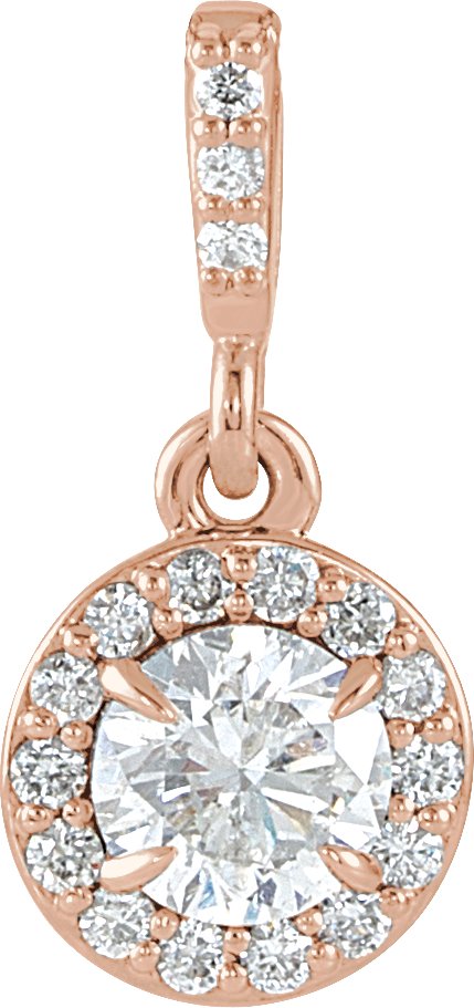 14K Gold Round Natural Diamond Halo-Style Pendant – up to 9/10 CTW - Rose Gold