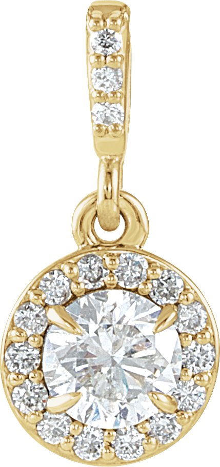14K Gold Round Natural Diamond Halo-Style Pendant – up to 9/10 CTW - Yellow Gold