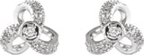 14K Gold Round Natural Diamond Knot Earrings - White Gold - view 2