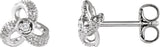 14K Gold Round Natural Diamond Knot Earrings - White Gold