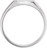 Platinum Round Natural Diamond Square Signet Ring - view 3