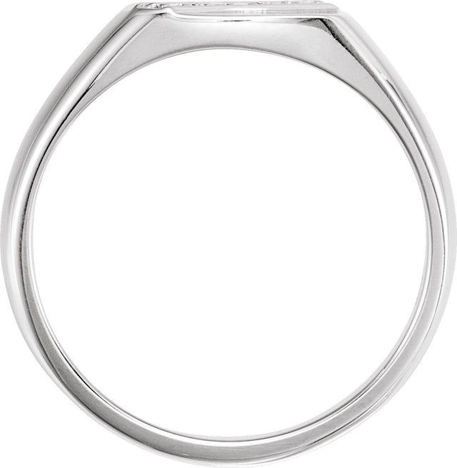 Platinum Round Natural Diamond Square Signet Ring - view 3