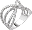 14K Gold Round Natural Diamond Criss-Cross Ring XVII