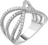 14K Gold Round Natural Diamond Criss-Cross Ring XVII