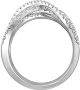 14K Gold Round Natural Diamond Criss-Cross Ring XVII - view 2