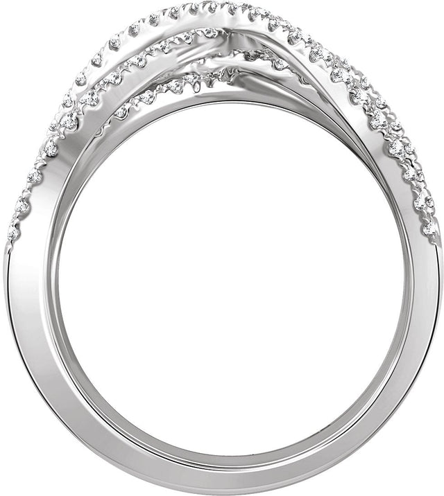14K Gold Round Natural Diamond Criss-Cross Ring XVII - view 2