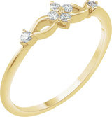 14K Gold Round Natural Diamond Floral Promise Ring - Yellow Gold