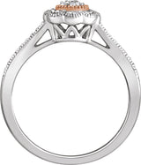 10K Gold Round Natural Diamond Cluster Halo-Style Promise Ring - view 2