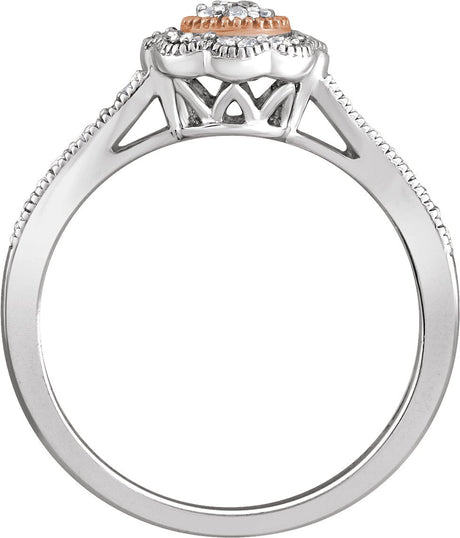 10K Gold Round Natural Diamond Cluster Halo-Style Promise Ring - view 2