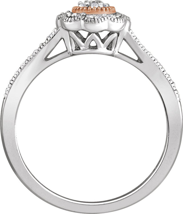 10K Gold Round Natural Diamond Cluster Halo-Style Promise Ring - view 2