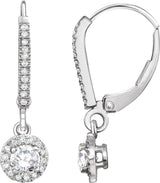 14K Gold Round Natural Diamond Halo-Style Earrings – 4.1mm Stones