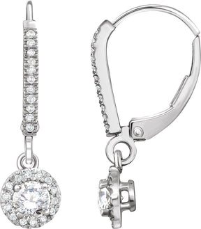 14K Gold Round Natural Diamond Halo-Style Earrings – 4.1mm Stones