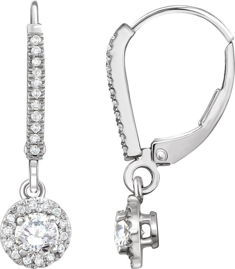 14K Gold Round Natural Diamond Halo-Style Earrings – 4.1mm Stones