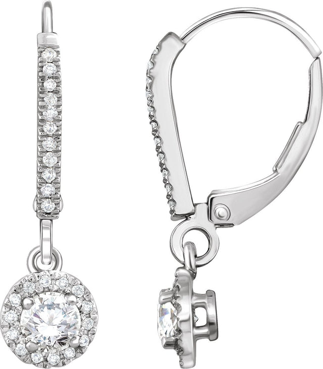 14K Gold Round Natural Diamond Halo-Style Earrings – 4.1mm Stones
