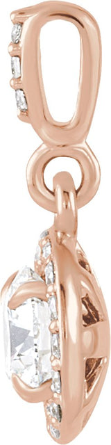 14K Gold Round Lab-Grown Diamond Halo-Style Pendant - Rose Gold - view 2