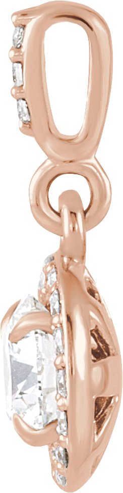 14K Gold Round Lab-Grown Diamond Halo-Style Pendant - Rose Gold - view 2