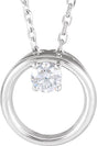 Platinum Round Natural Diamond Circle Necklace – 1/10 CTW