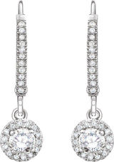 14K Gold Round Natural Diamond Halo-Style Earrings – 4.1mm Stones - view 2
