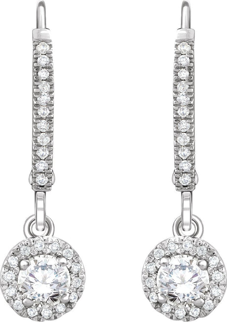 14K Gold Round Natural Diamond Halo-Style Earrings – 4.1mm Stones - view 2