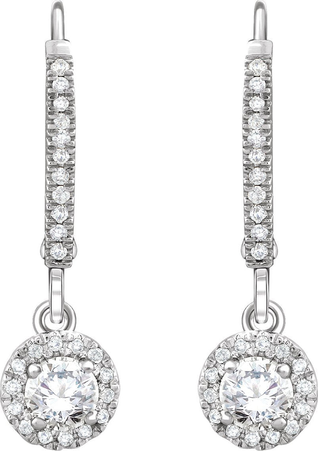 14K Gold Round Natural Diamond Halo-Style Earrings – 4.1mm Stones - view 2