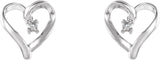 14K Gold Round Natural Diamond Heart Earrings - White Gold - view 2