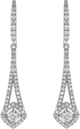 14K Gold Round Natural Diamond Chandelier Earrings – 3.1mm Stones - view 2