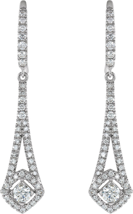 14K Gold Round Natural Diamond Chandelier Earrings – 3.1mm Stones - view 2