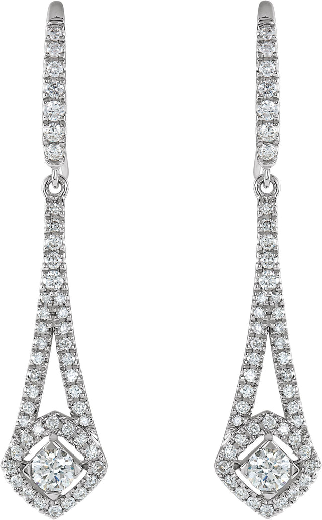 14K Gold Round Natural Diamond Chandelier Earrings – 3.1mm Stones - view 2