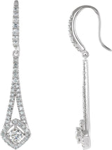 14K Gold Round Natural Diamond Chandelier Earrings – 3.1mm Stones