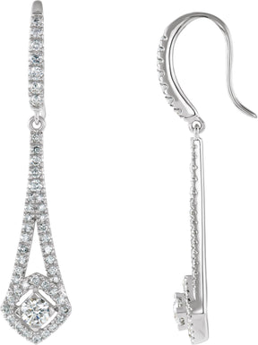 14K Gold Round Natural Diamond Chandelier Earrings – 3.1mm Stones