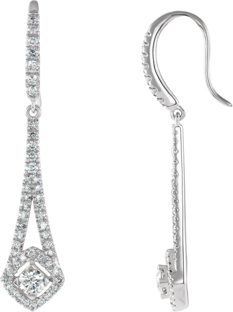 14K Gold Round Natural Diamond Chandelier Earrings – 3.1mm Stones