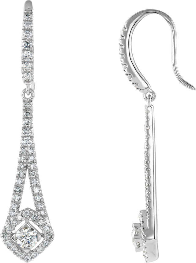 14K Gold Round Natural Diamond Chandelier Earrings – 3.1mm Stones