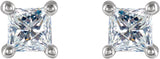 14K Gold Natural Diamond Square 4-Prong Stud Earrings - White Gold - view 2