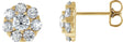 14K Gold Round Natural Diamond Cluster Earrings VII - Yellow Gold