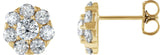 14K Gold Round Natural Diamond Cluster Earrings VII - Yellow Gold