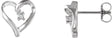 14K Gold Round Natural Diamond Heart Earrings - White Gold